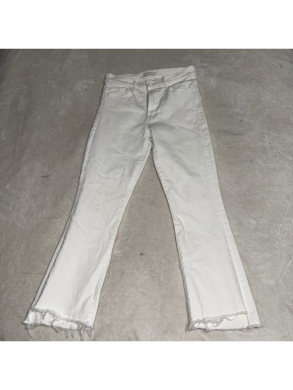 MOTHER The Insider Crop Step Fray White Jeans Women’s Size 28 Raw Hem